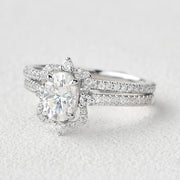 Oval Cut Moissanite Wedding Bridal Ring Set Mapple Gems